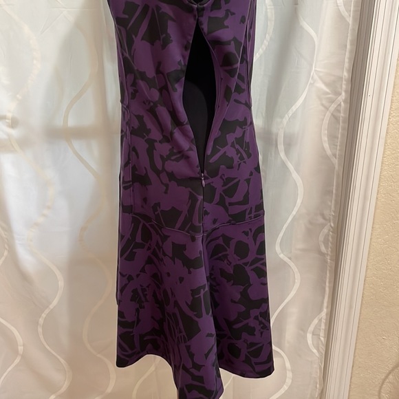 Covington Cap Sleeve Purple And Black Flare Dress, Size Large - Picture 4 of 9